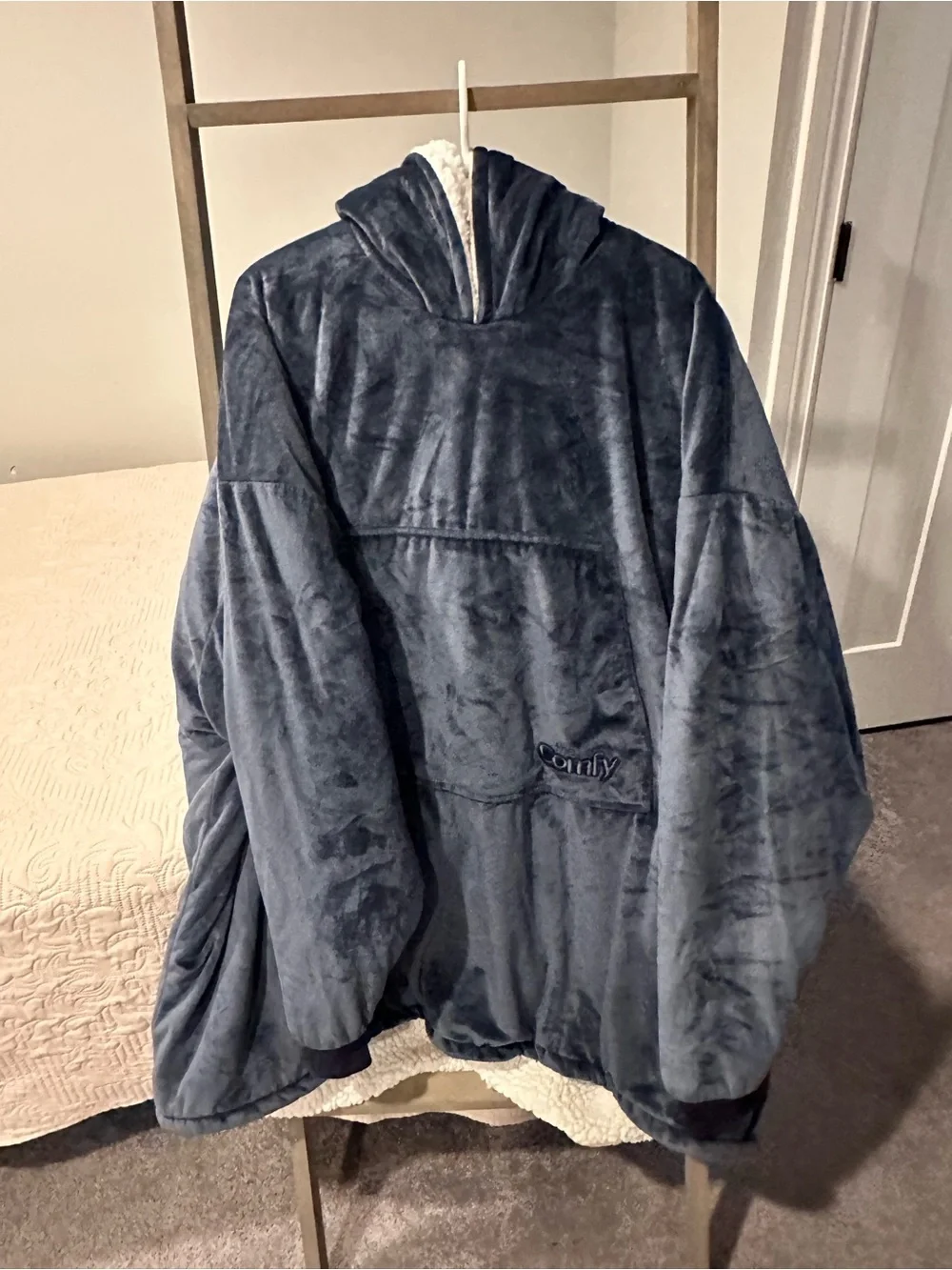 The Comfy- Plush Hooded Wearable Blanket - Slate Blue